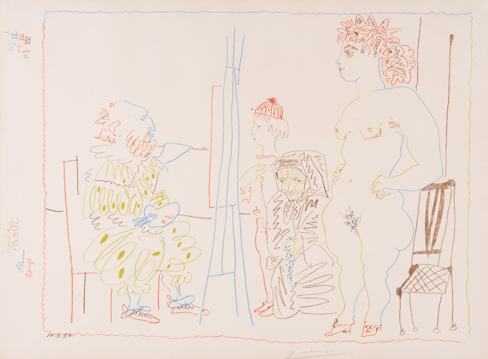 Pablo Picasso, Le Modèle et Deux Personnages, 1954