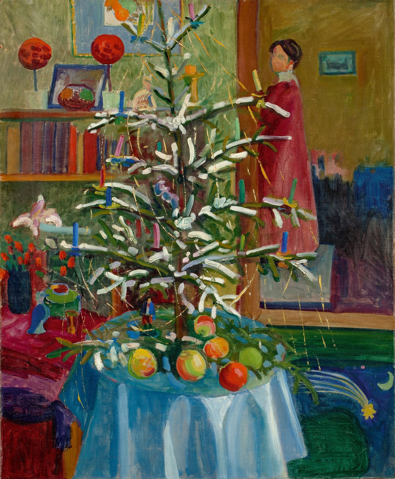 GABRIELE MÜNTER, Interieur mit Weihnachtsbaum (Selbstbildnis), ca. 1908-09