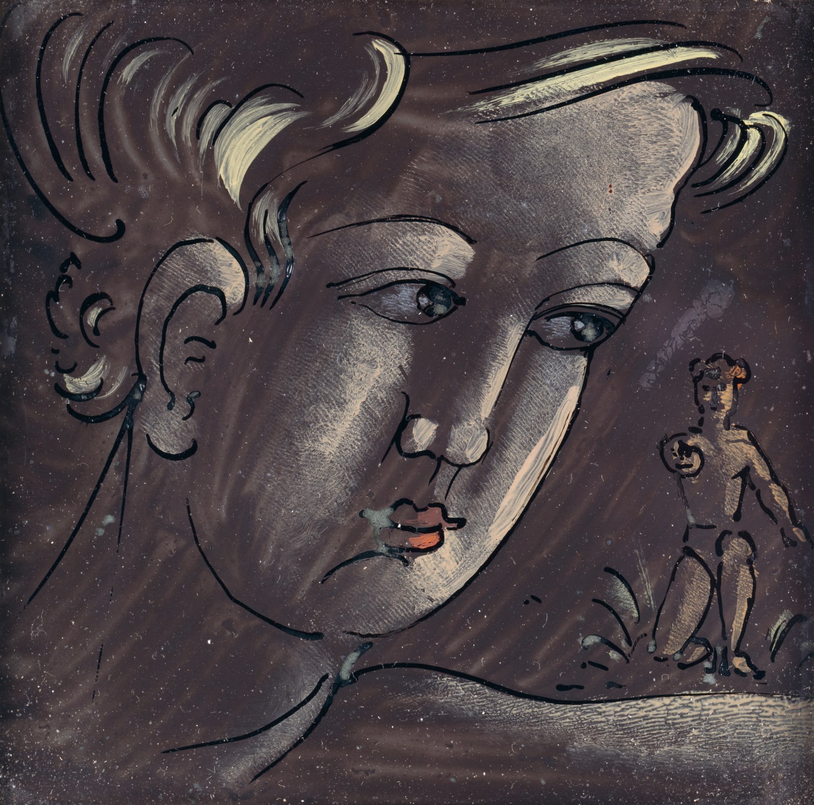 OSKAR SCHLEMMER, Jünglingskopf mit kniender Figur, 1938-1942