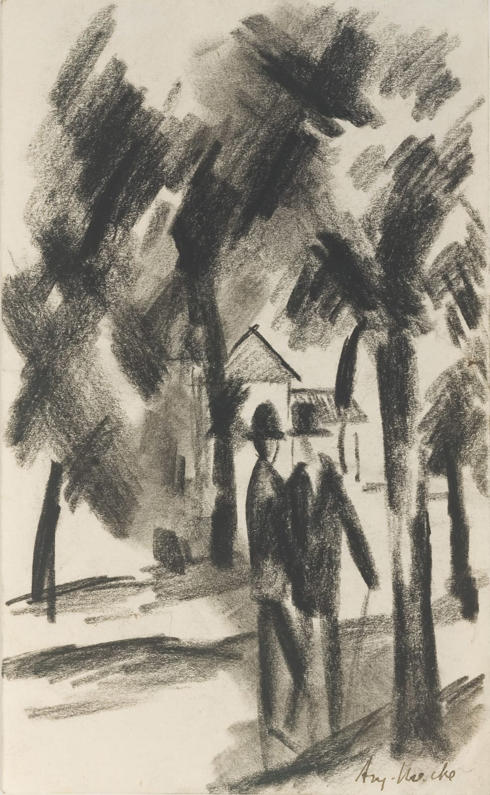 AUGUST MACKE, Spaziergänger unter Bäumen, Hilterfingen, 1913