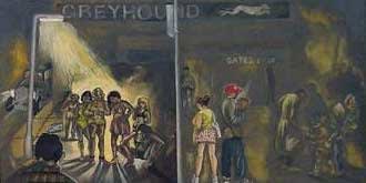 Sue Coe, Greyhound Bus Station, 2006