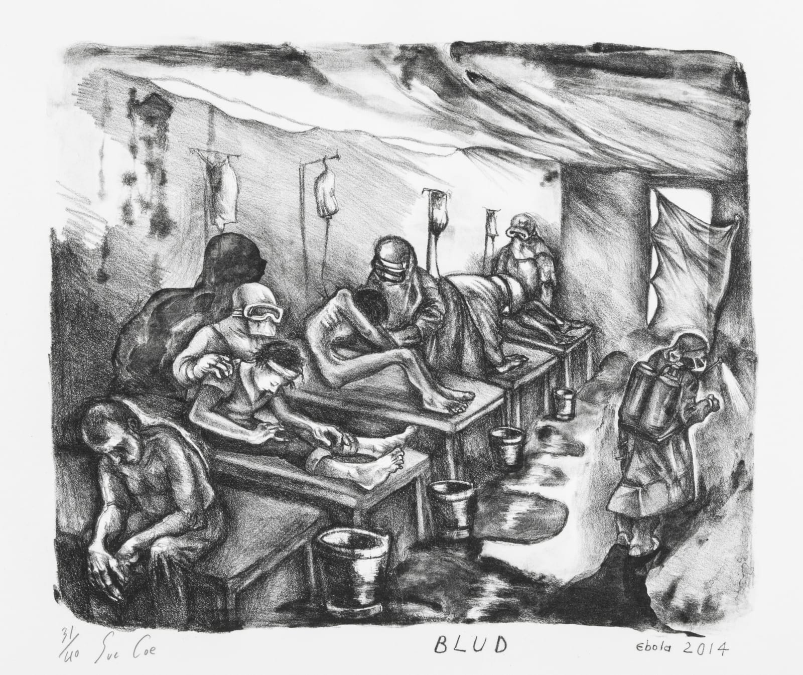 Sue Coe, Blud (Ebola), 2014