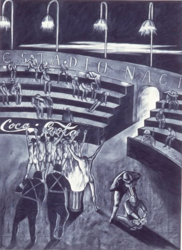 Sue Coe, Pinochet's Chile: I Was Taken to the Stadium (Pinochet), 1987