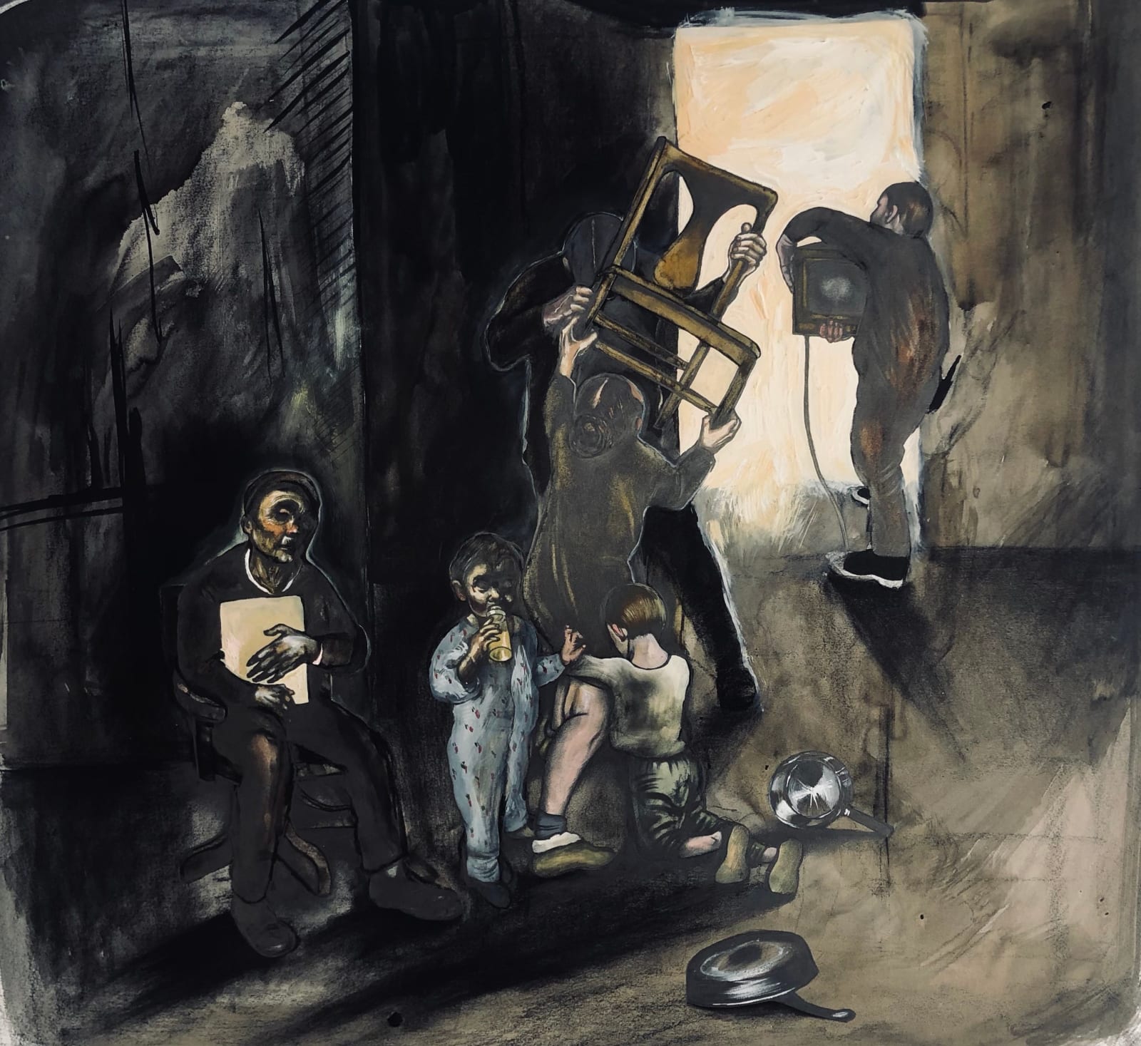 Sue Coe, The Local Court Orders Private Bailiffs, 1993