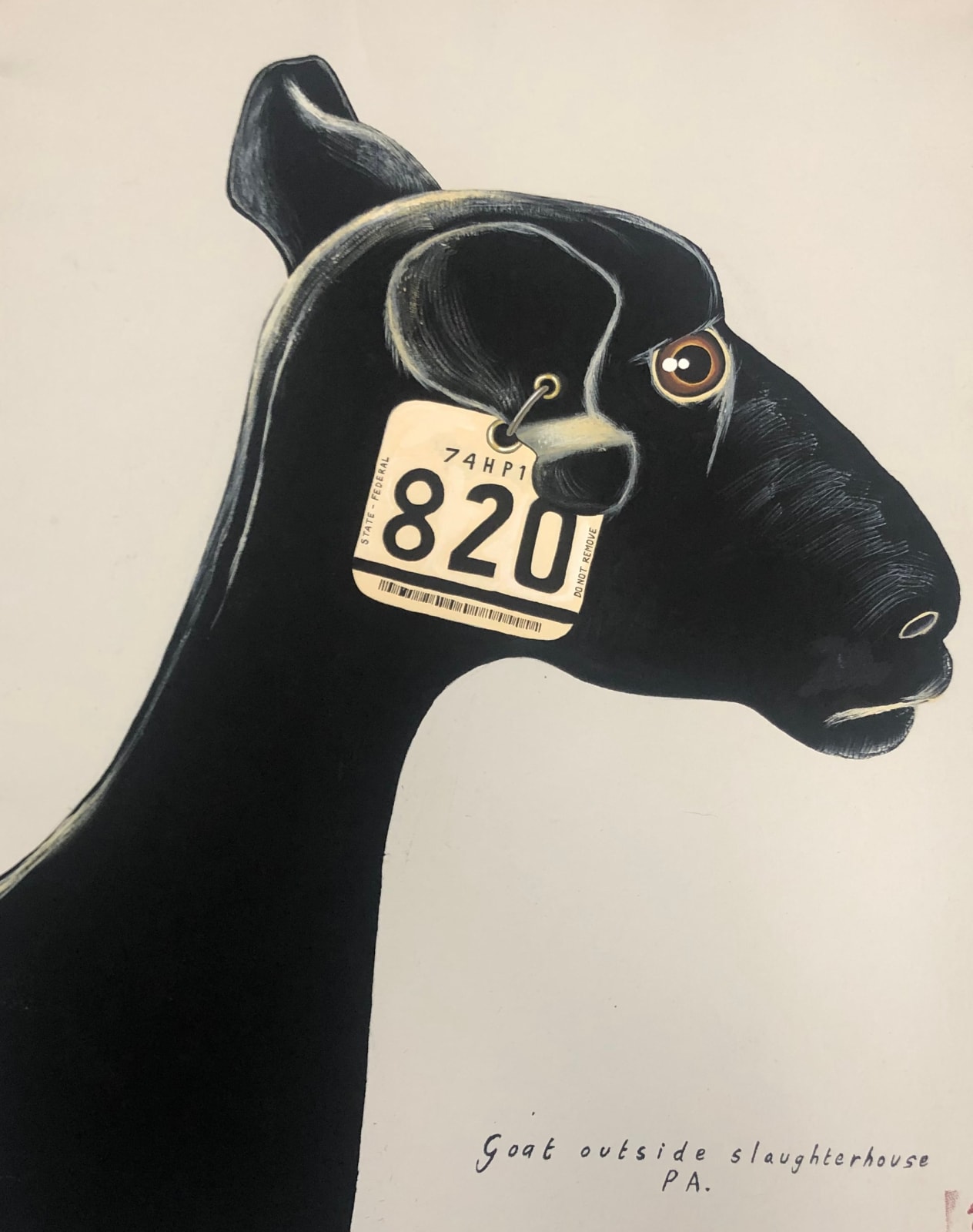 Sue Coe, Goat Outside Slaughterhouse, P.A., 1990