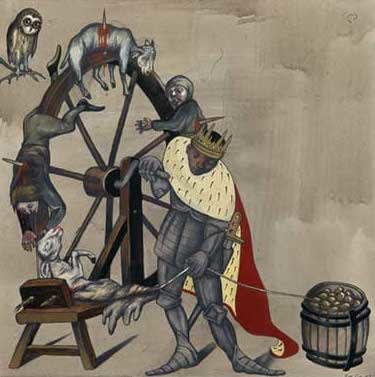 Sue Coe, Spinning Wool into Gold, 2005