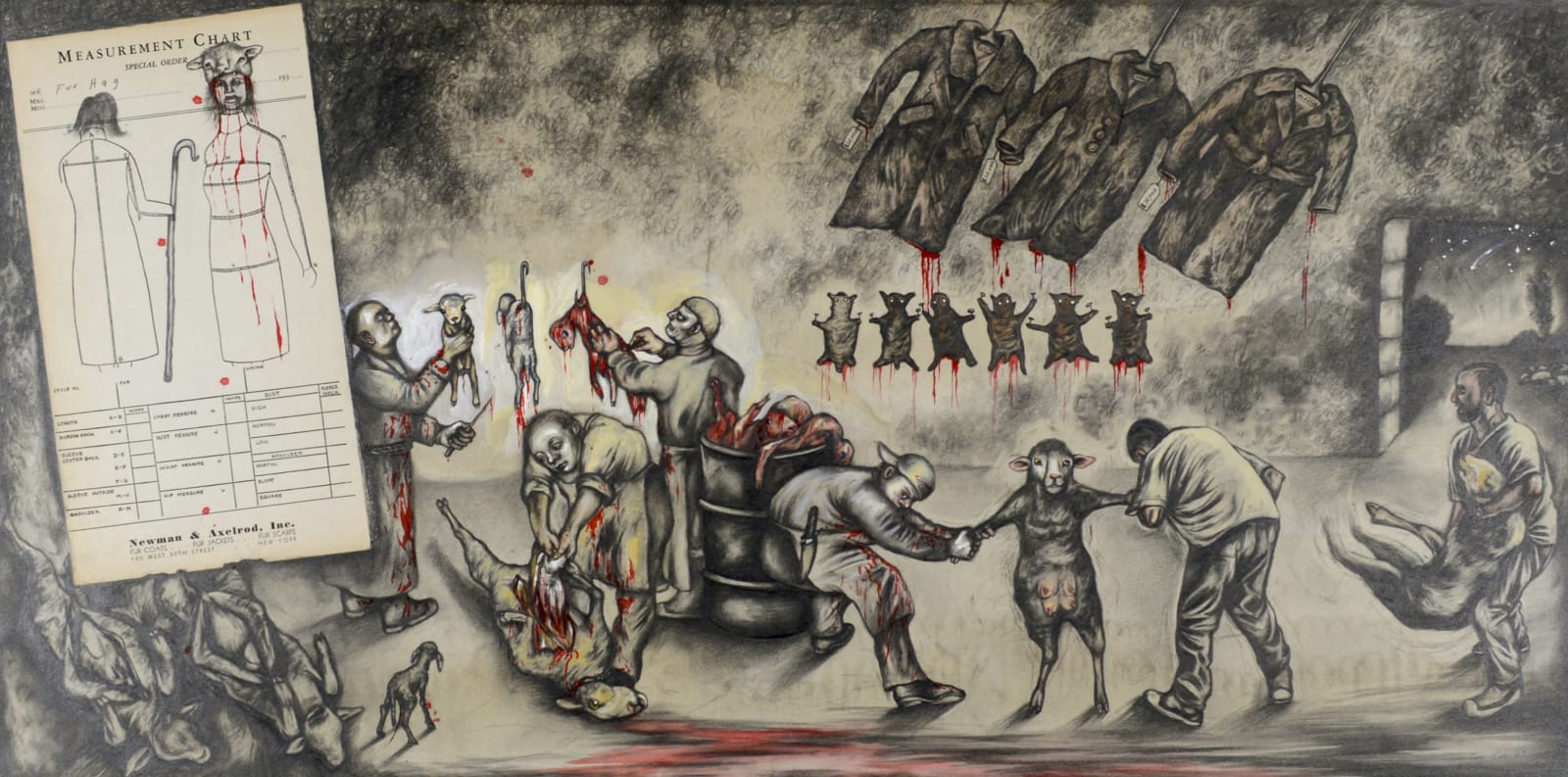 Sue Coe, Karakul (Broadtail) Lamb Fur Coats, 2004