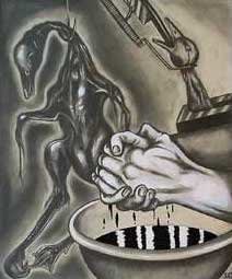 Sue Coe, The Blood on their Hands, 1992