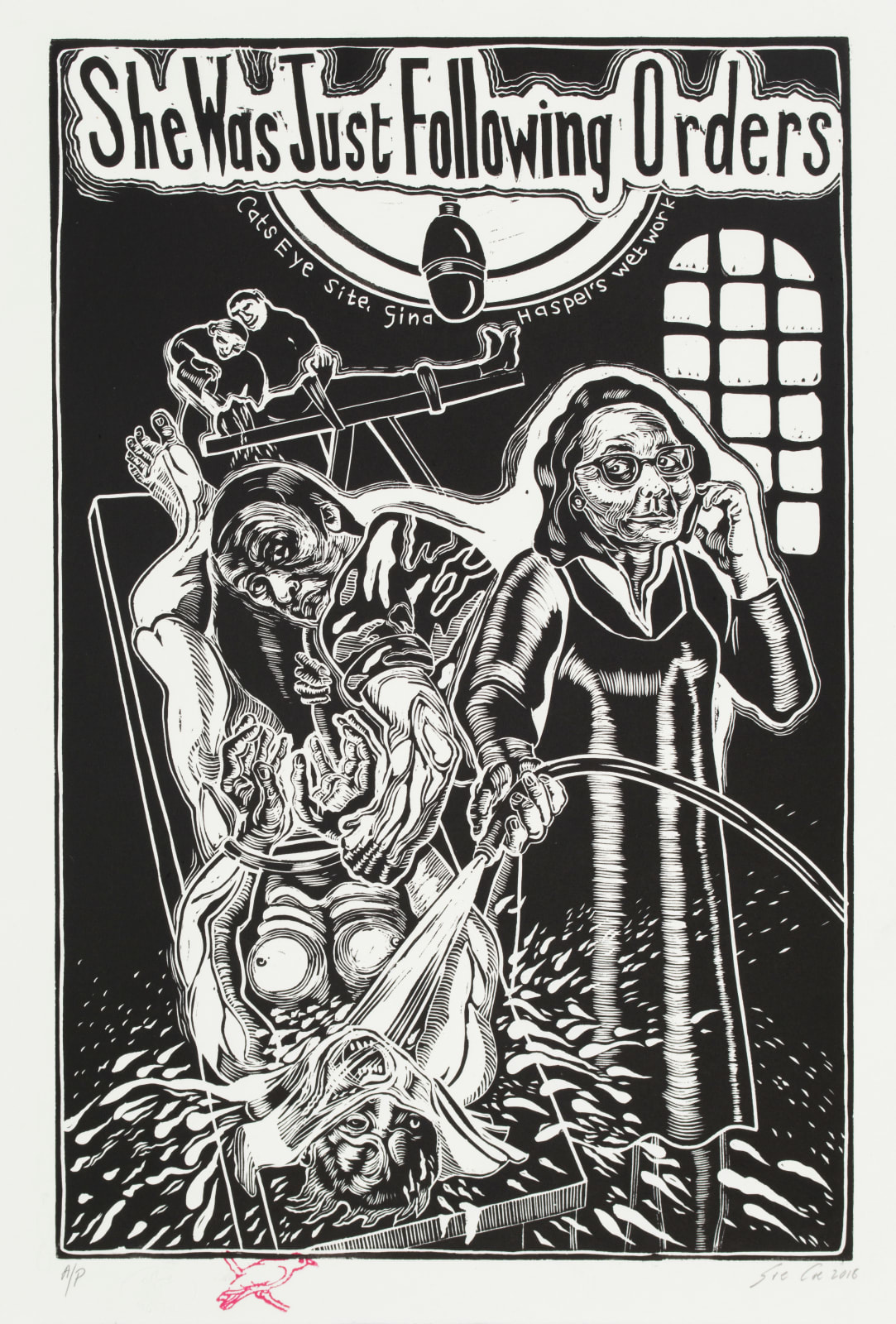 Sue Coe, She Was Just Following Orders (Gina Haspel), 2018