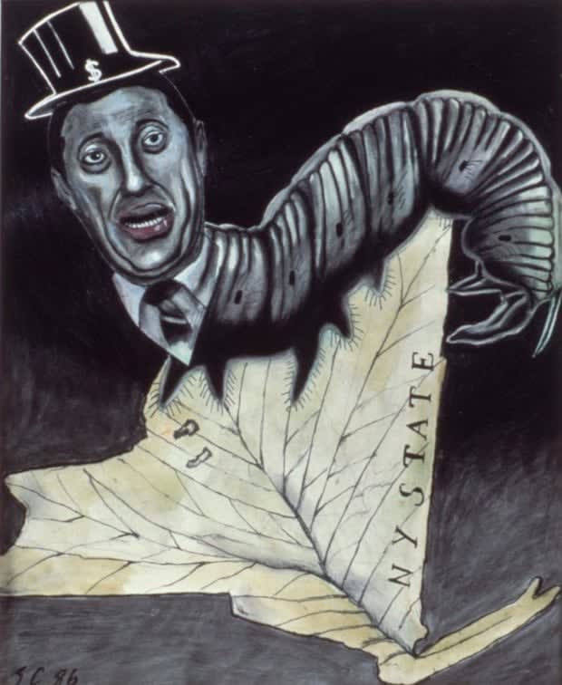 Sue Coe, Cuomo and Leaf, 1987