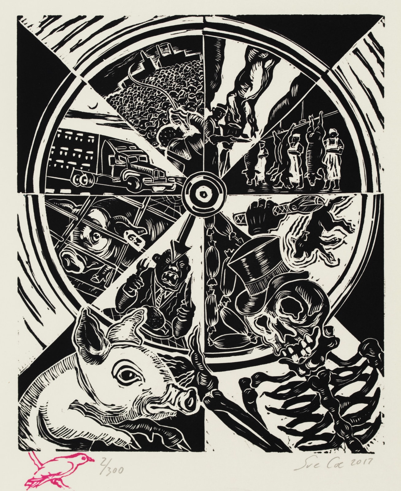 Sue Coe, Wheel of Fortune, 2016