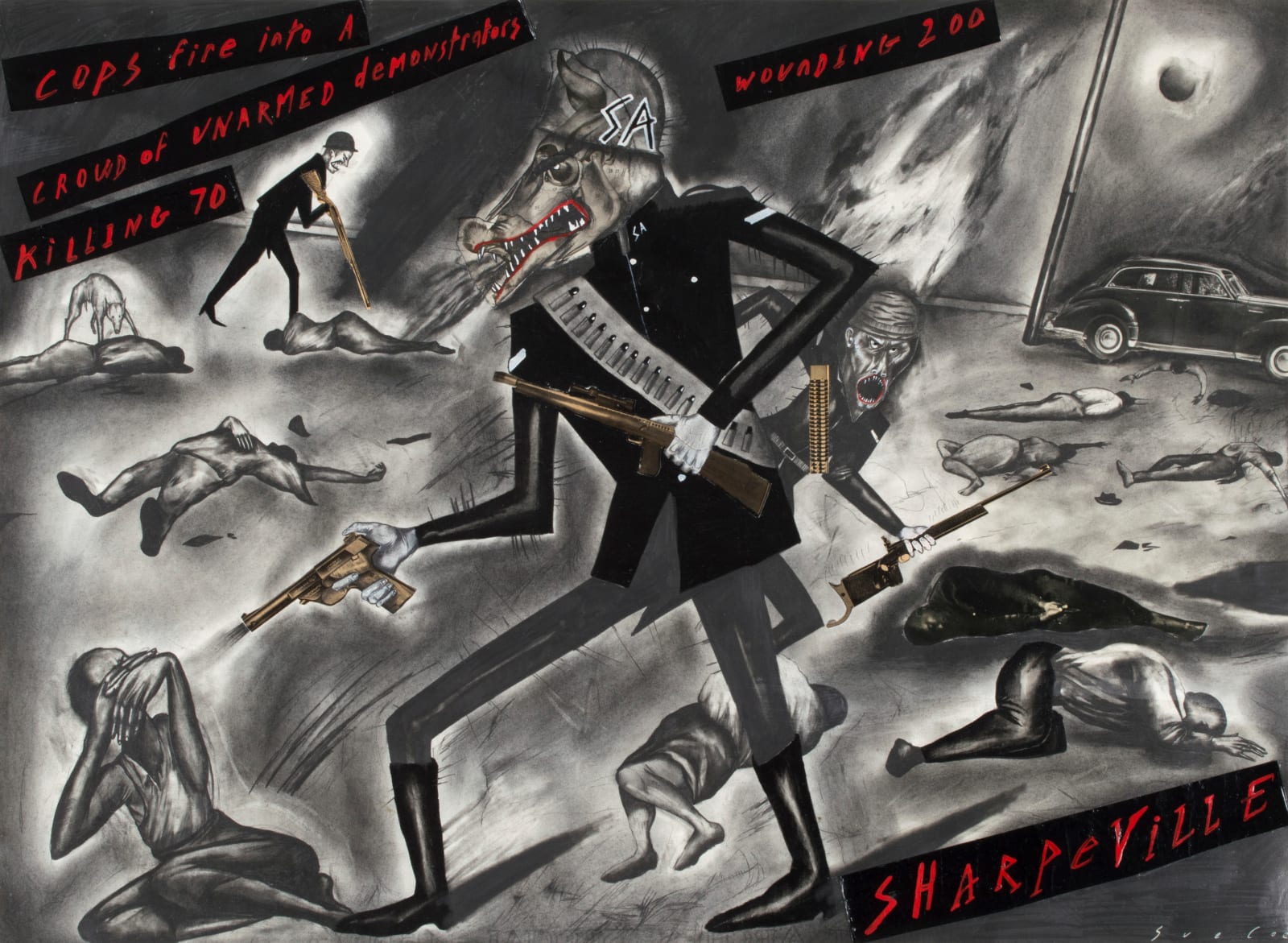 Sue Coe, Sharpeville, 1982