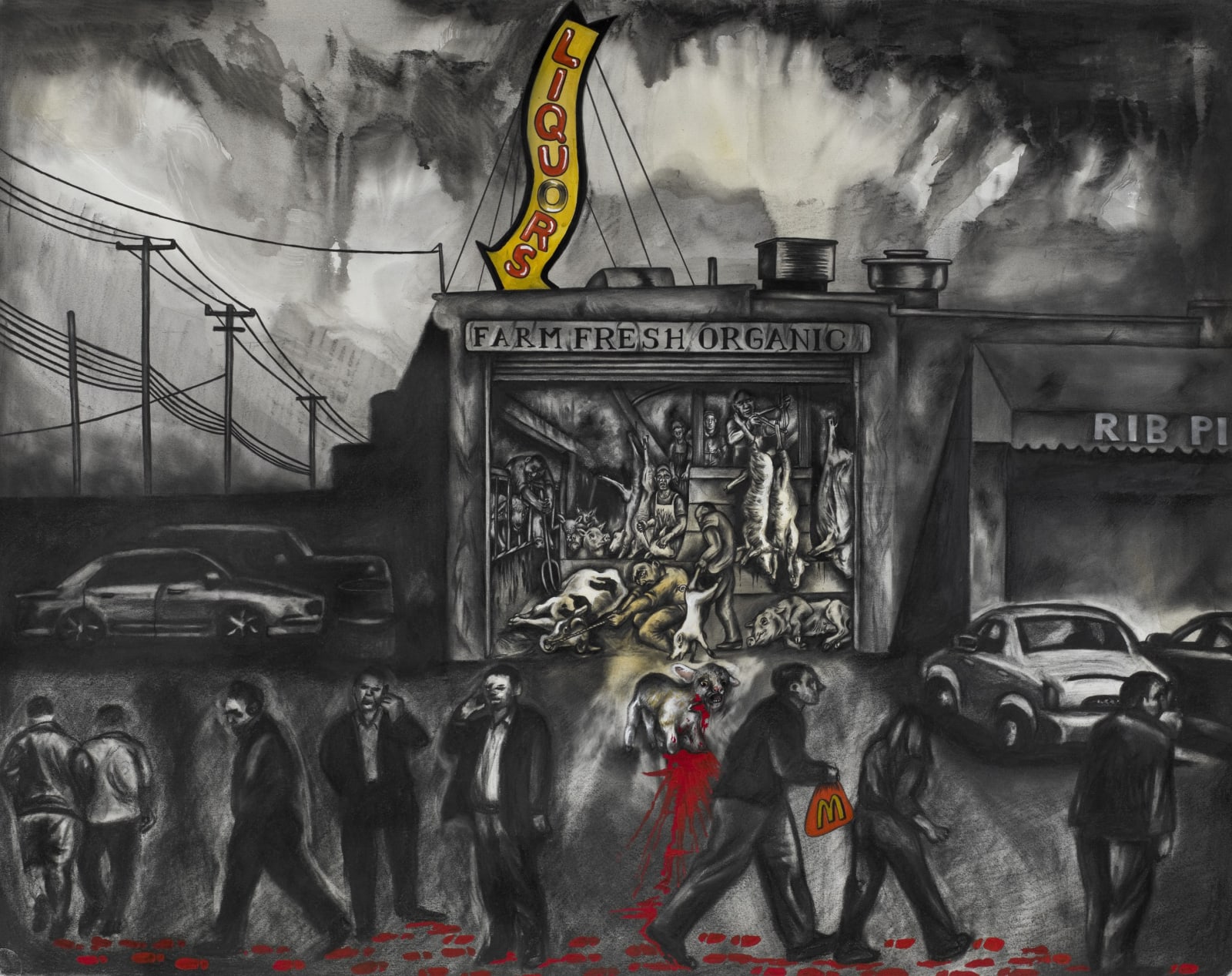 Sue Coe, Out of Sight Out of Mind, 2010