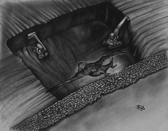 Sue Coe, Big Pits are Dug (Foot & Mouth Disease UK), 2003