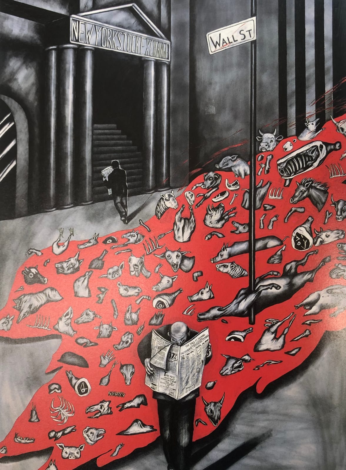 Sue Coe, Wall Street Making a Killing, 1988