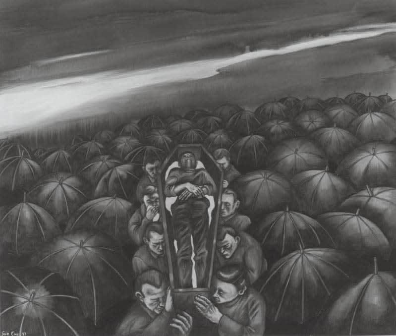 Sue Coe, Political Funeral, 1993