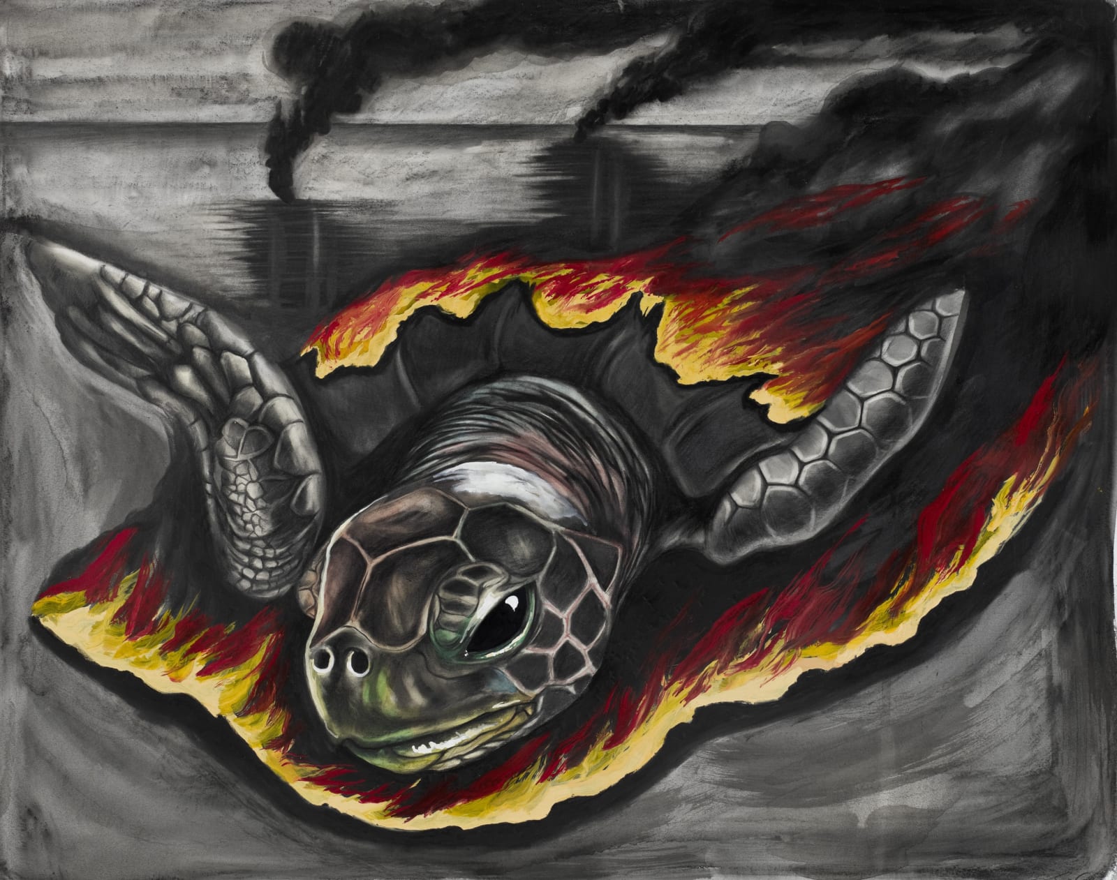 Sue Coe, BP Burns Turtles, 2010