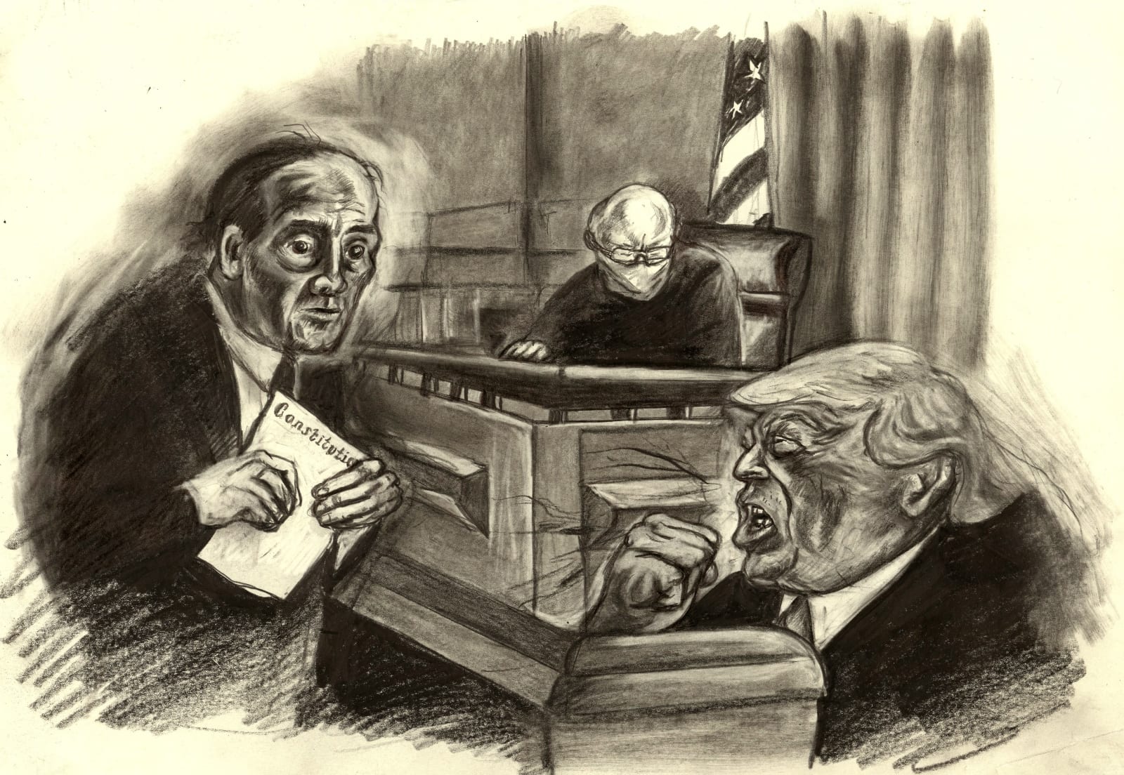 Sue Coe, Raskin Defends The Constitution, 2021