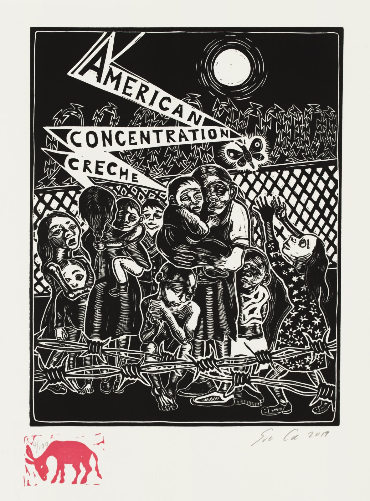 Sue Coe, American Concentration Creche, 2019