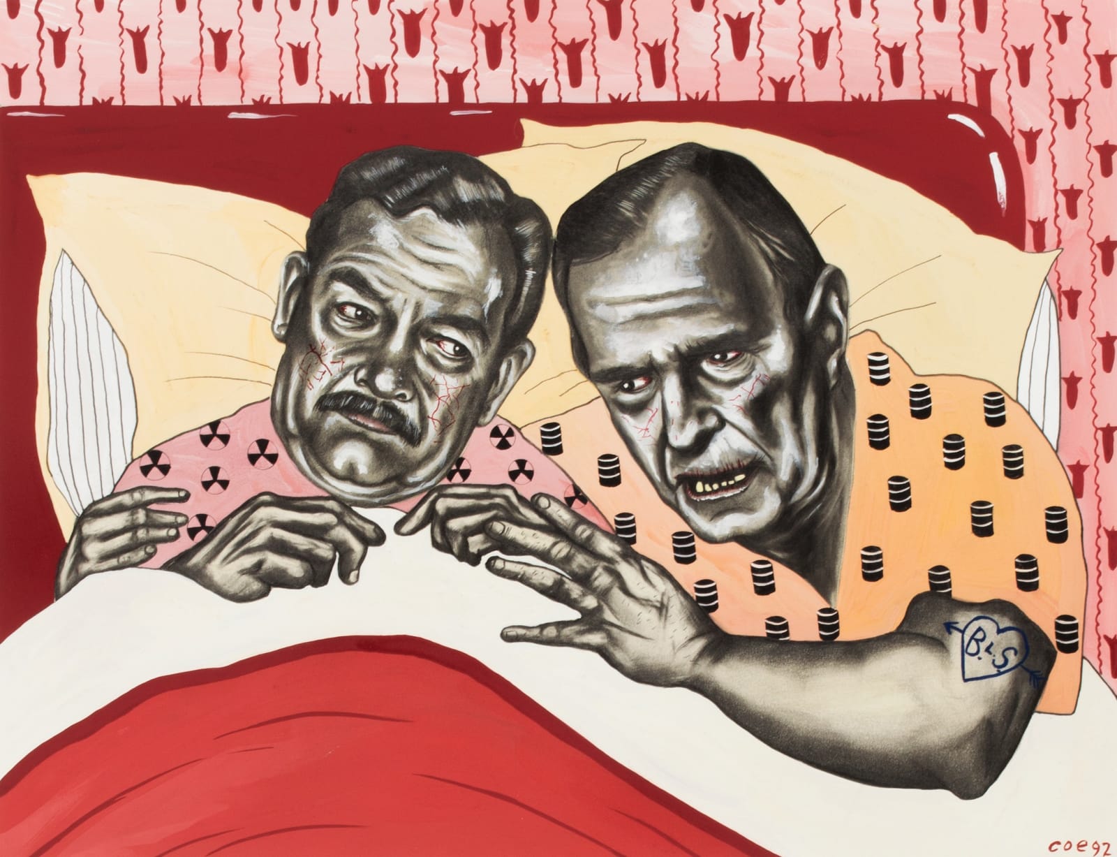 Sue Coe, Saddam and Bush in Bed Together, 1992