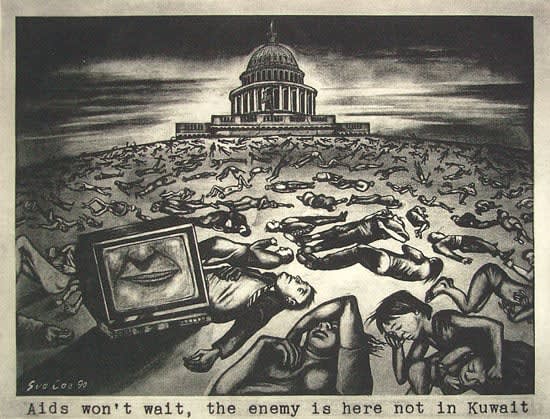 Sue Coe, AIDS and the Federal Government, 1990