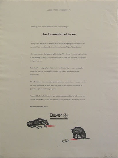 Sue Coe, Our Commitment to You—Bayer Corp, 2001