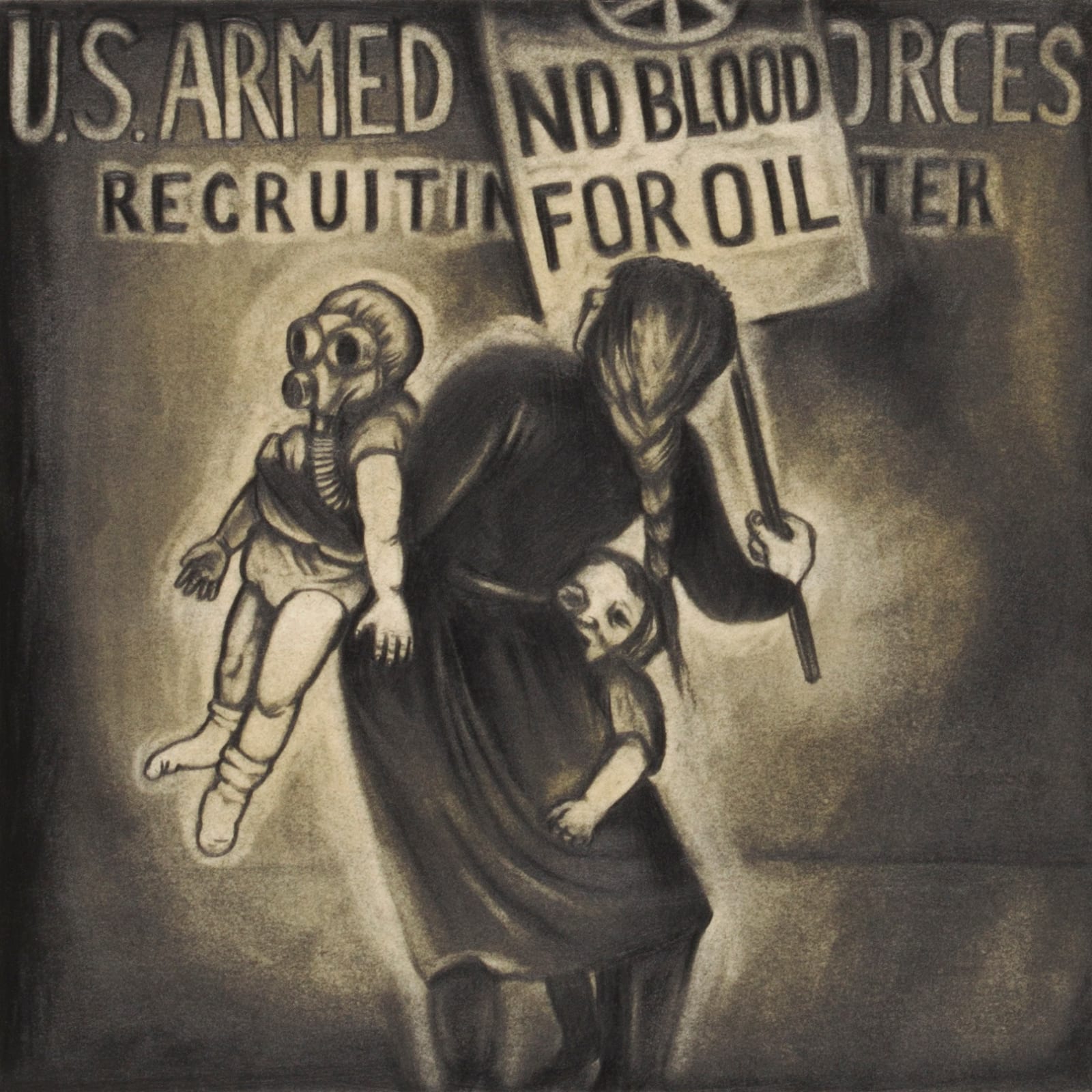 Sue Coe, Demonstrator Times Square, 1991