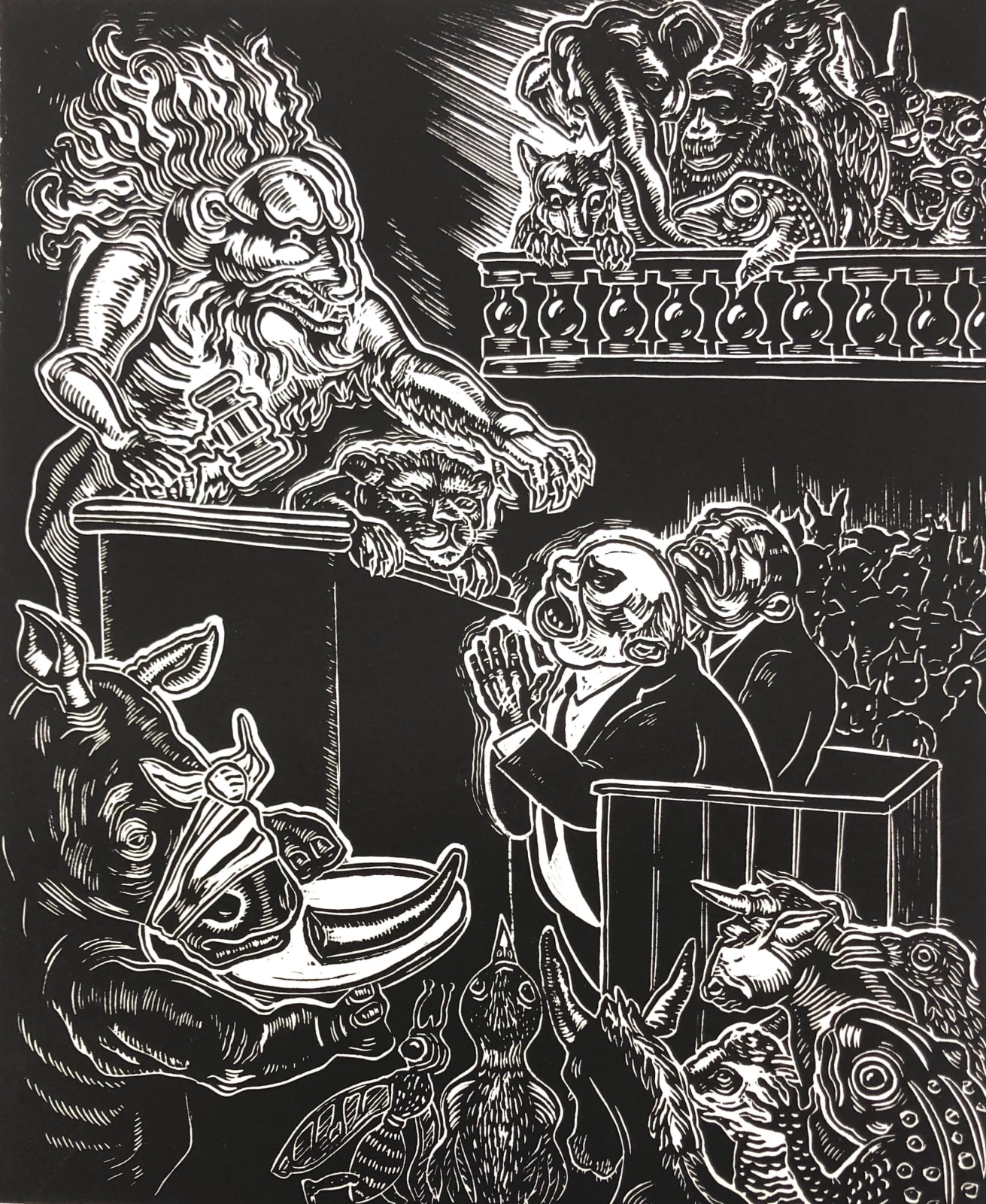 Sue Coe, "Guilty!", 2021