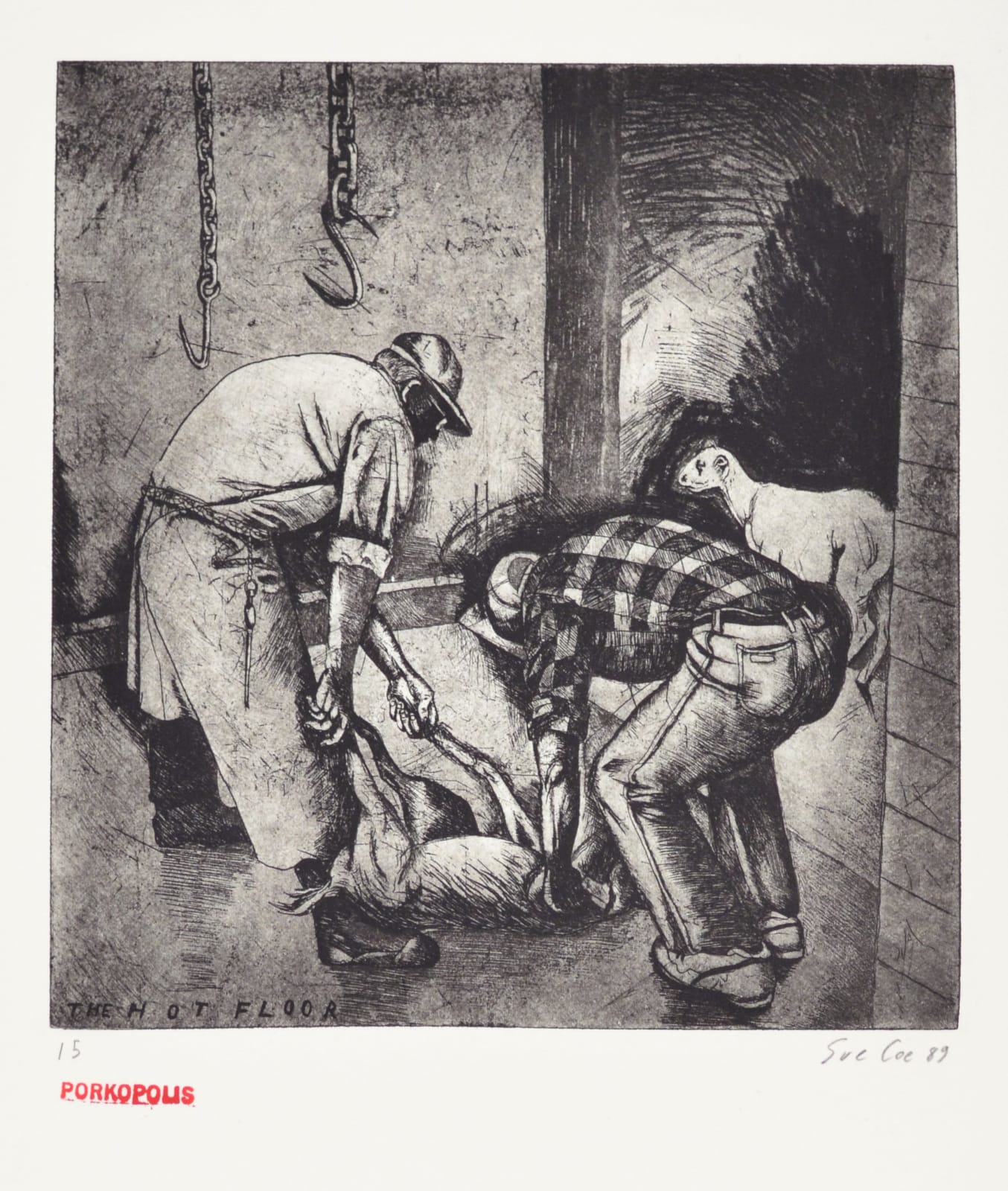 Sue Coe, The Hot Floor, 1989