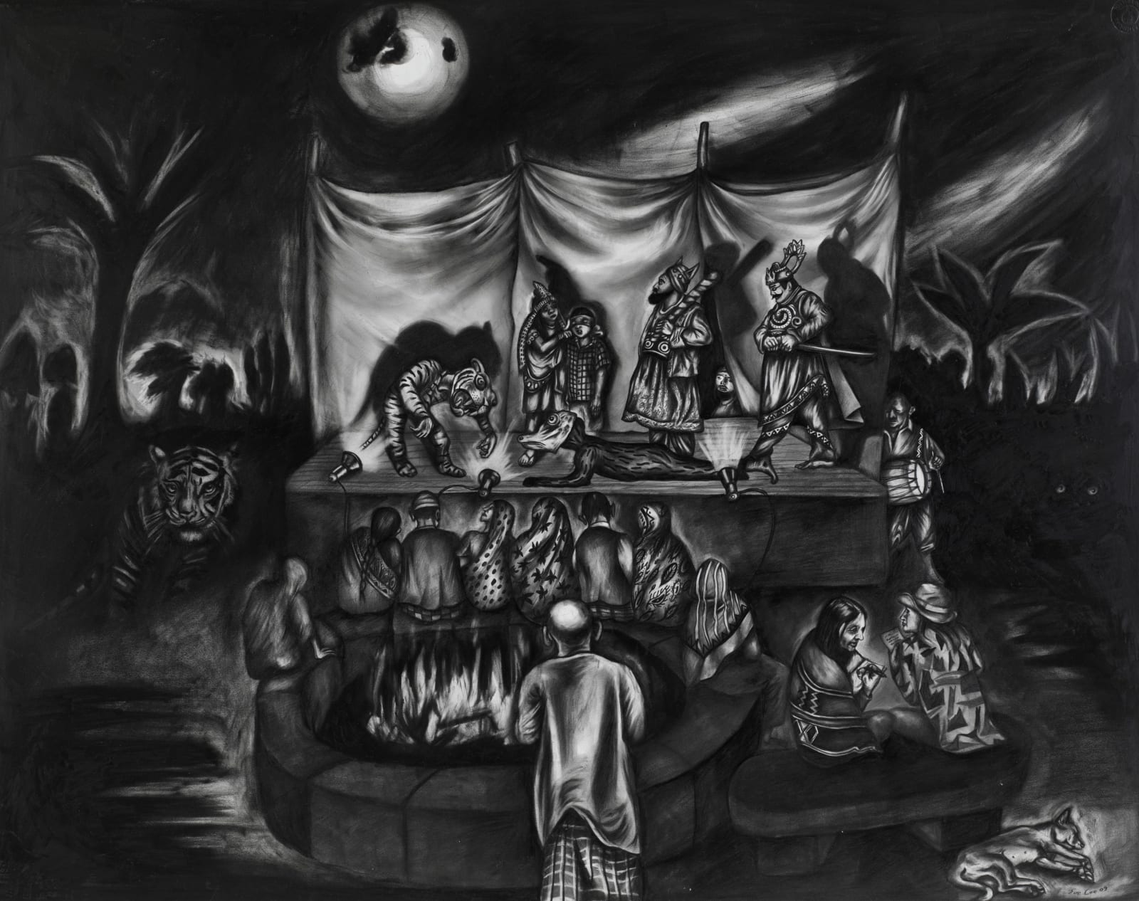 Sue Coe, Play About the Honey Gatherers in the Sunderbans, Tiger Camp, Bengal, 2009