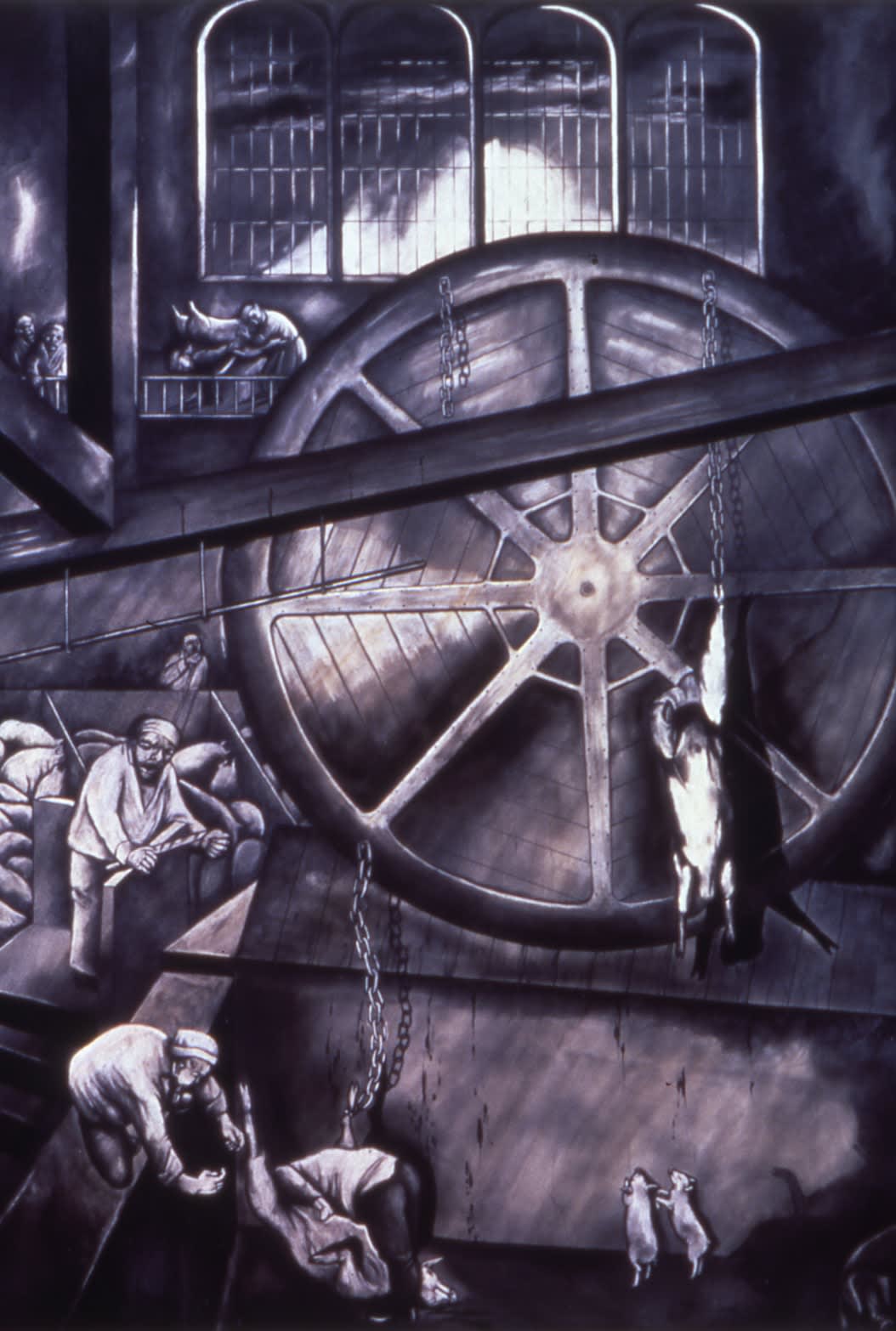 Sue Coe, Large Hog Hoist, 1989