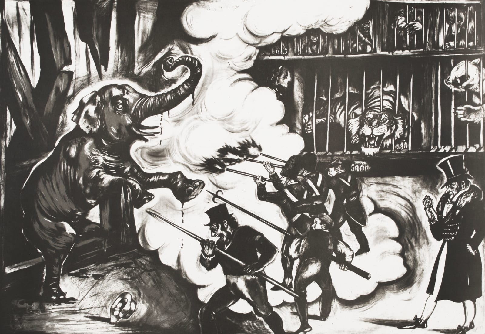 Sue Coe, London's First Proper Zoo, 2018