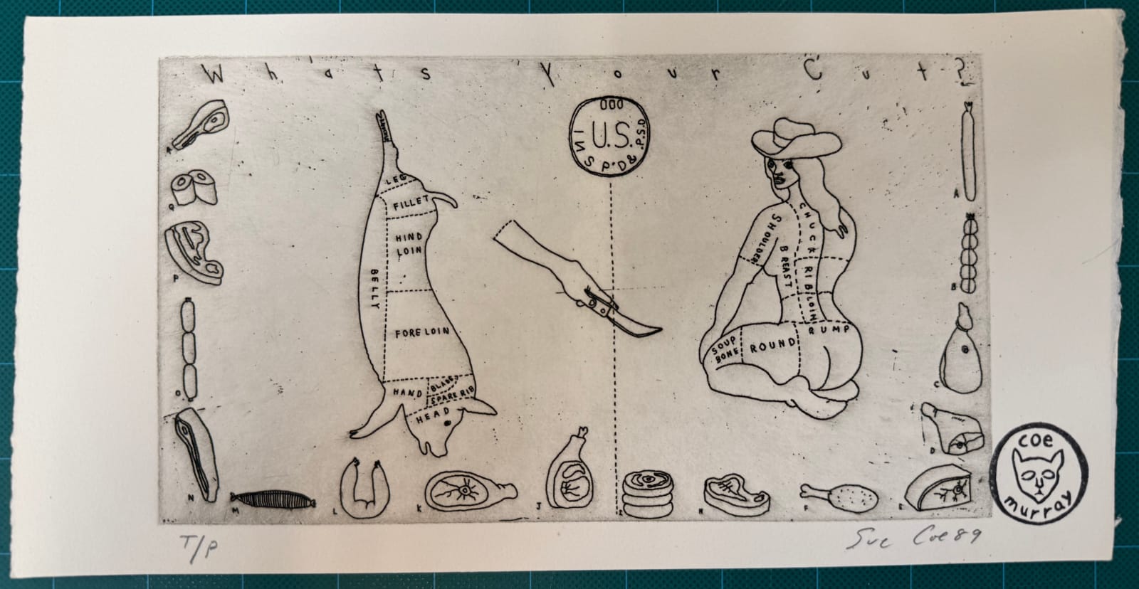 Sue Coe, What's Your Cut?, 1989