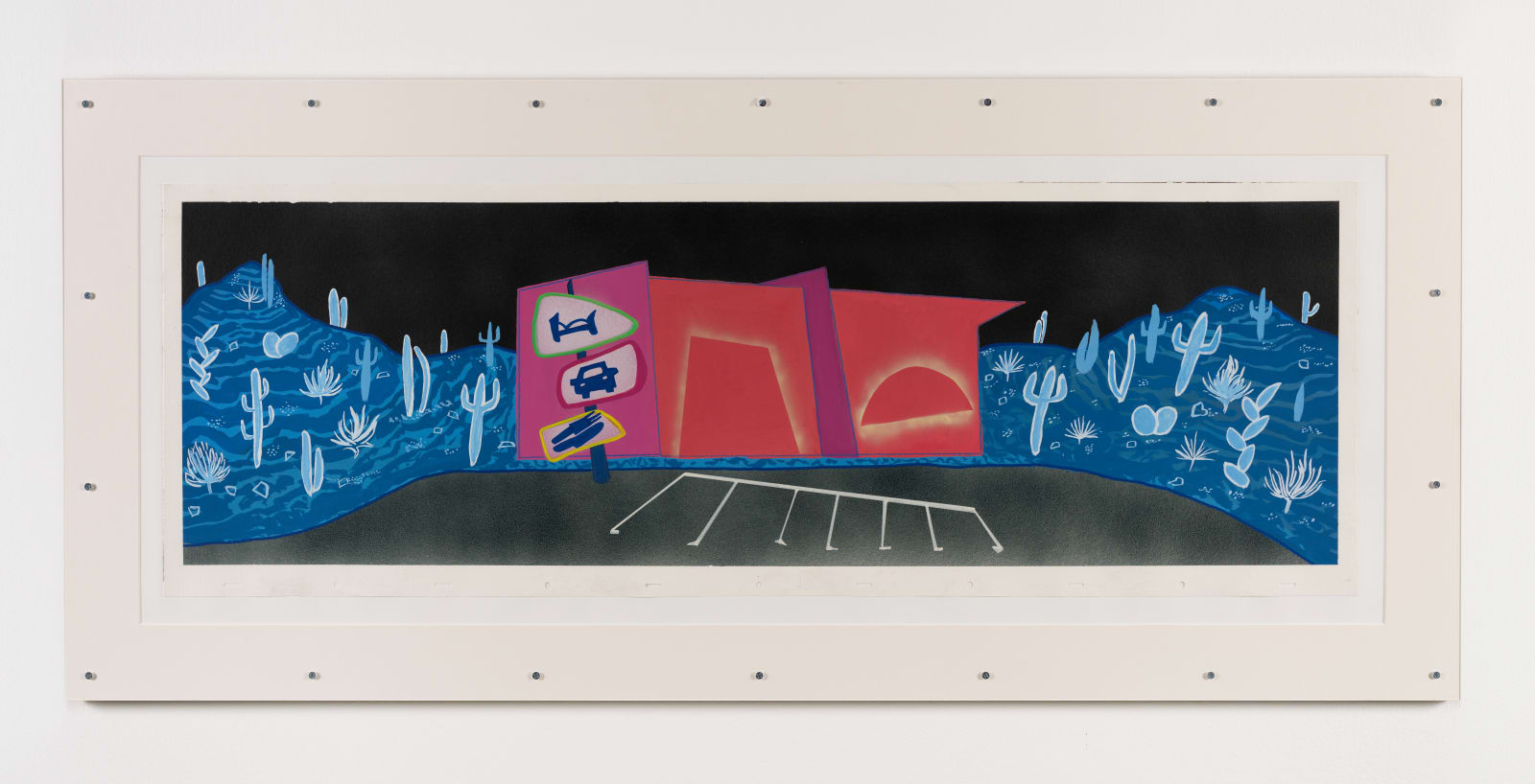 Julian Irlinger, Cel Animation Background (roadtrip, motel, nighttime), 2024