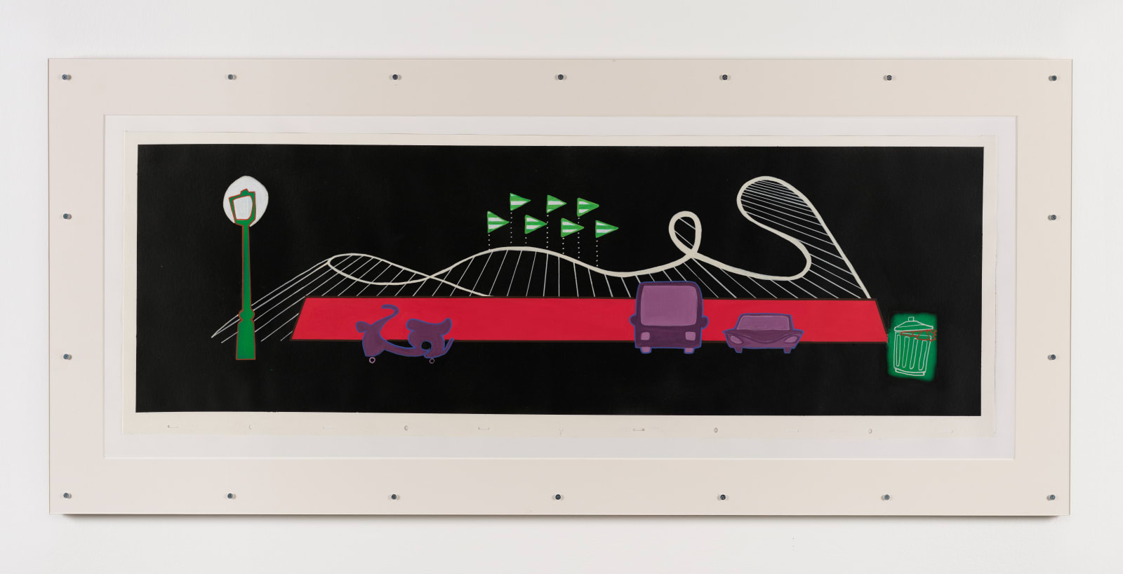 Julian Irlinger, Cel Animation Background (roadtrip, rollercoaster, nighttime), 2024