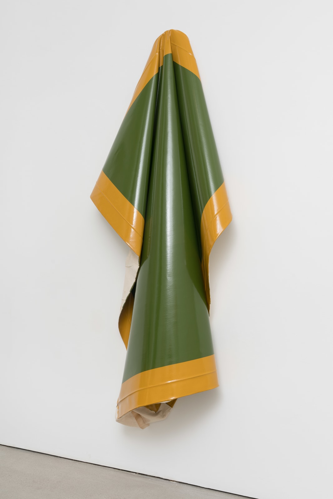 Angela de la Cruz, Deflated Recycled (Green/Ochre), 2013-2023