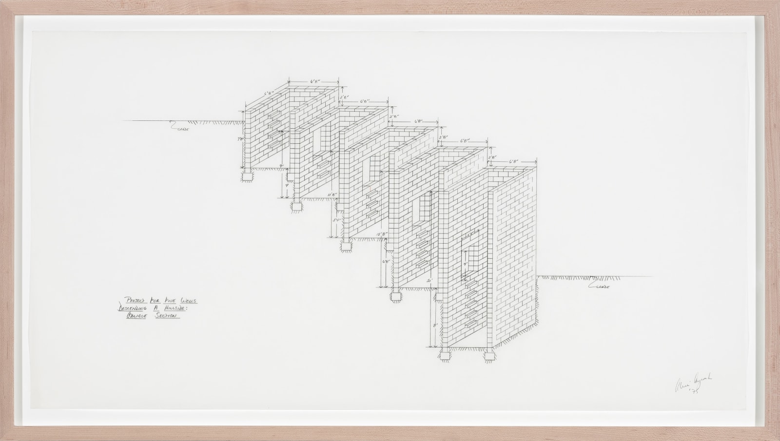 Project for Five Wells Descending a Hillside: Oblique Section