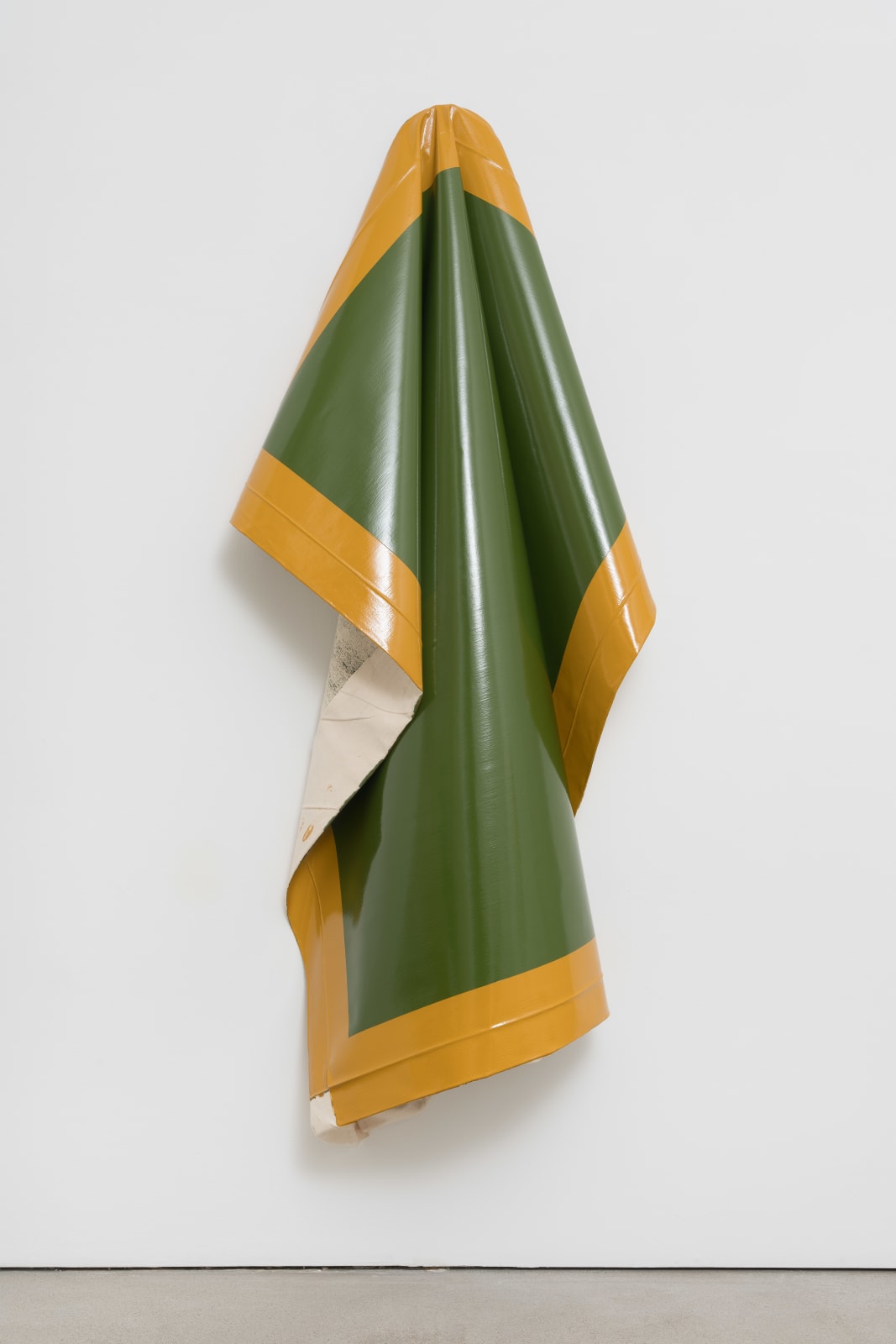 Angela de la Cruz, Deflated Recycled (Green/Ochre), 2013-2023