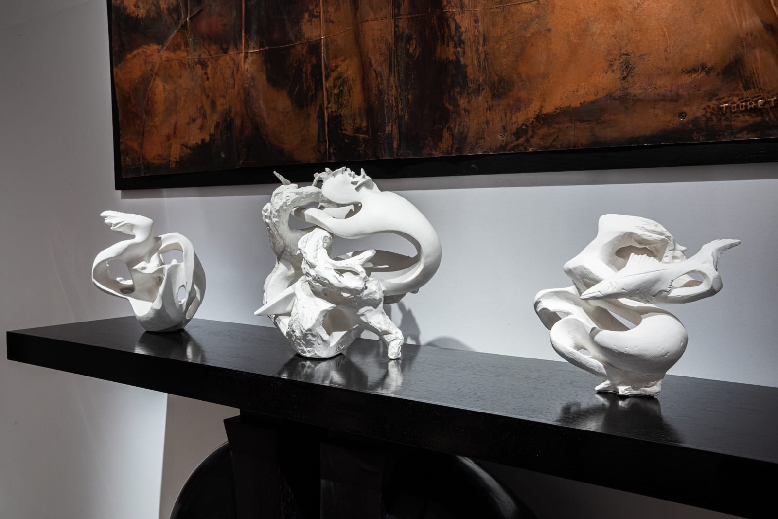 René Collamarini & Manufacture de Sèvres, "Les Elements" 3 part centerpiece, 1958