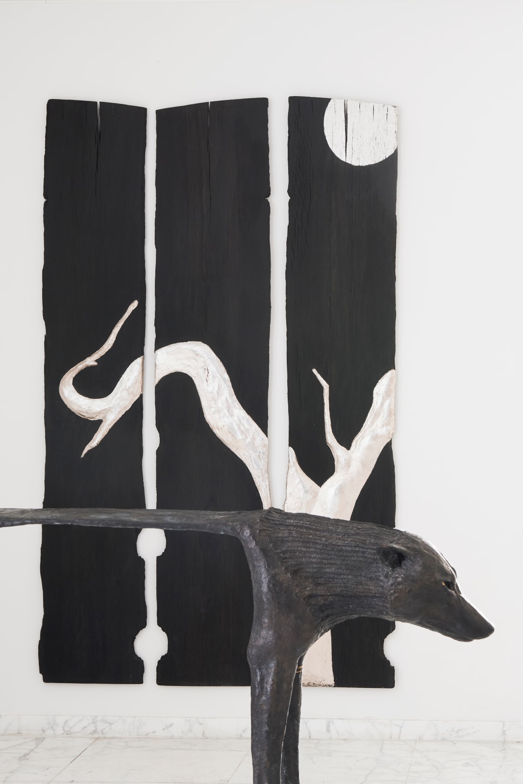 Harumi Klossowska de Rola, "Winter Night in a Full Moon" triptych wall panel, 2022