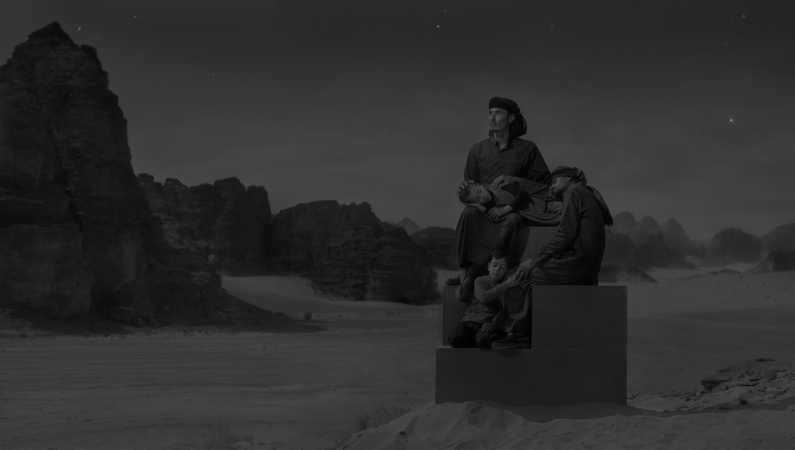 Nick Brandt, Ahmed and Family by Moonlight, Jordan, 2024