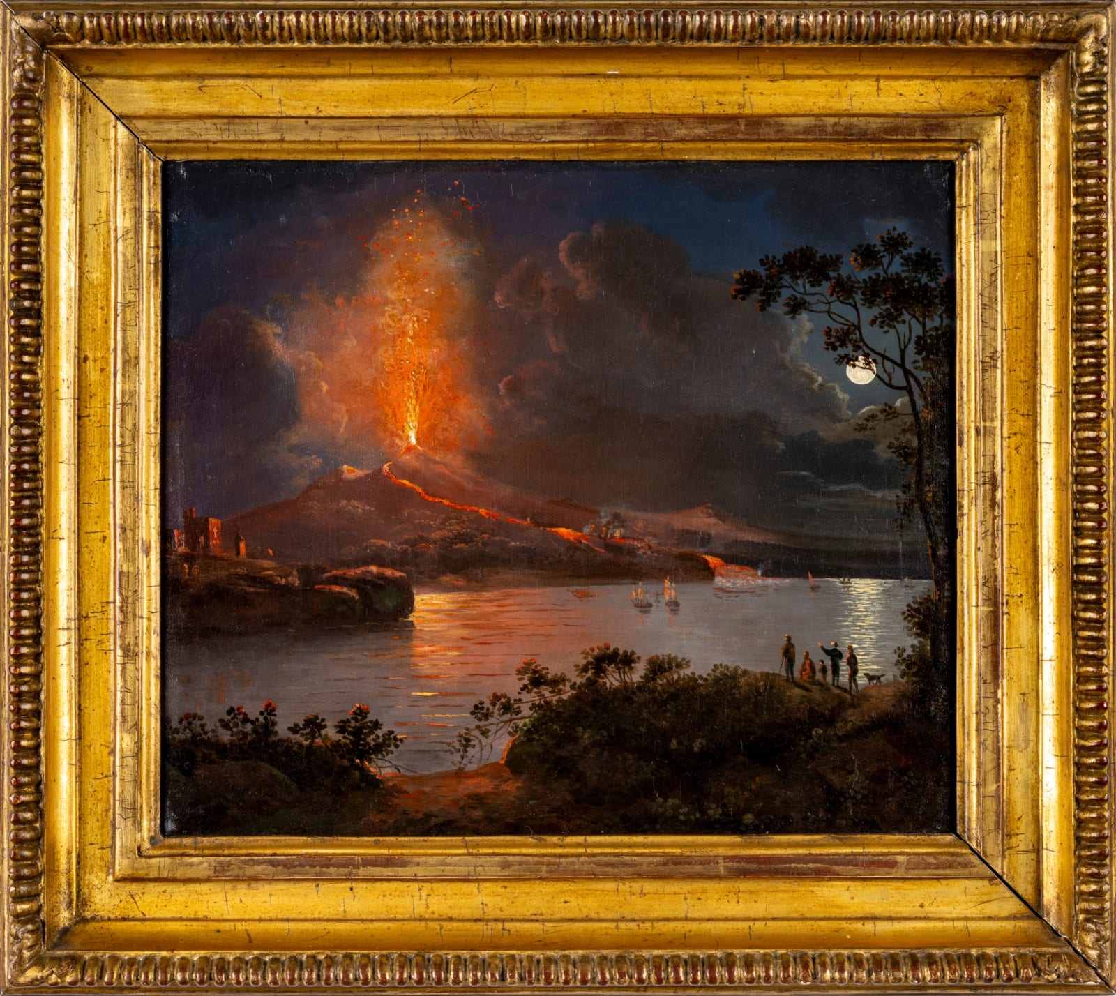 19th Century Italian School, Bay of Naples, Vesuvius night eruption, c. 1822