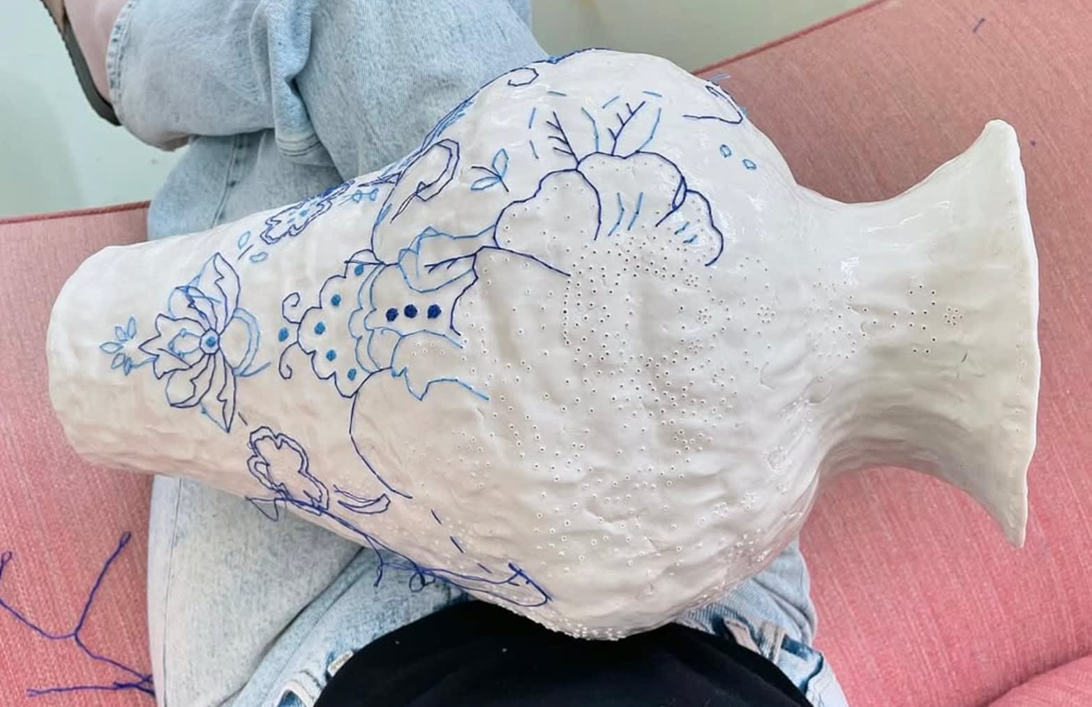 CAROLINE HARRIUS, Embroidered Object, Blue 1 / Broderade Objekt, Blå 1, 2022