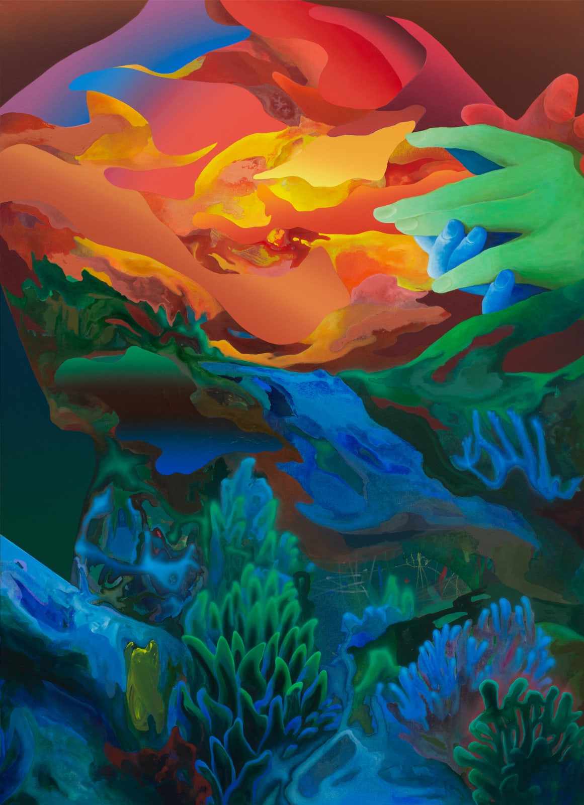 Siiri Jüris, Chick chick keep it hidden. From sunset to midnight blues – middle panel, 2022