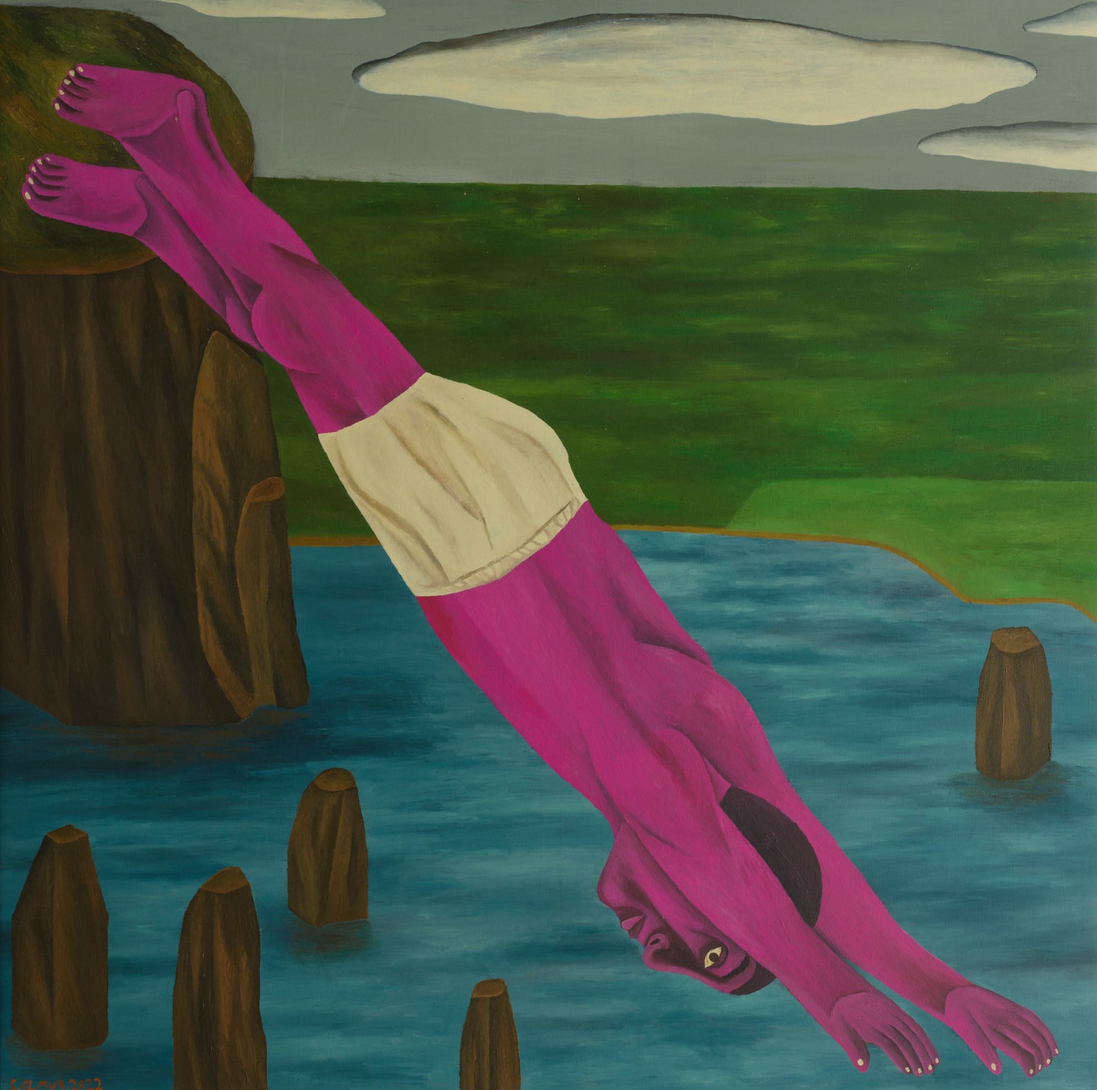 Salah Elmur, The Pink Swimmer,, 2022
