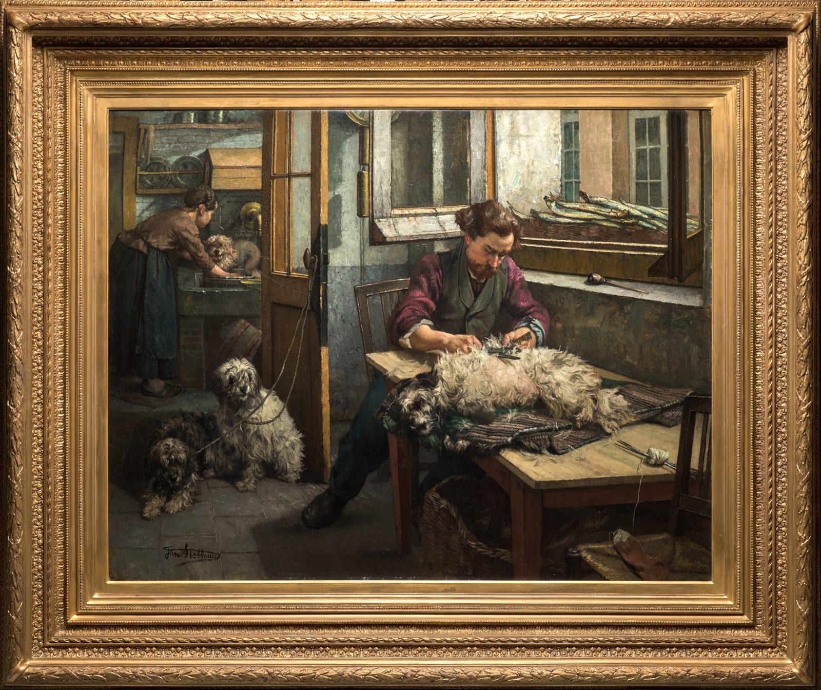 Jan Stobbaerts, THE DOG SHEARER (LE TONDEUR DE CHIENS), 1873
