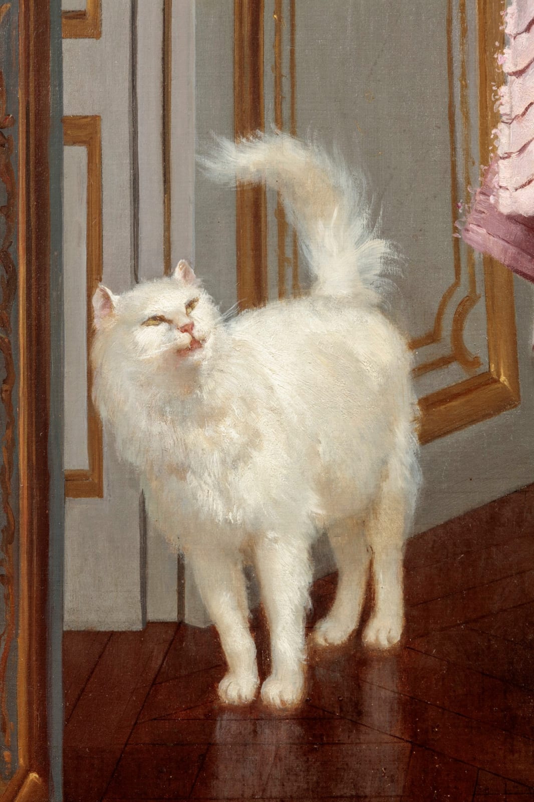 Joseph Caraud, ELEGANT YOUNG WOMAN WITH TWO WHITE CATS, 1872