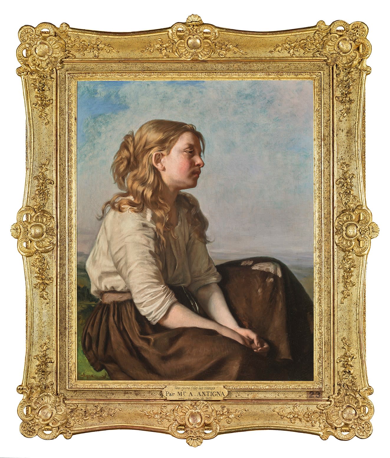 Jean Pierre Alexandre Antigna, YOUNG PEASANT GIRL (UNE JEUNE FILLE DES CHAMPS) , 1852