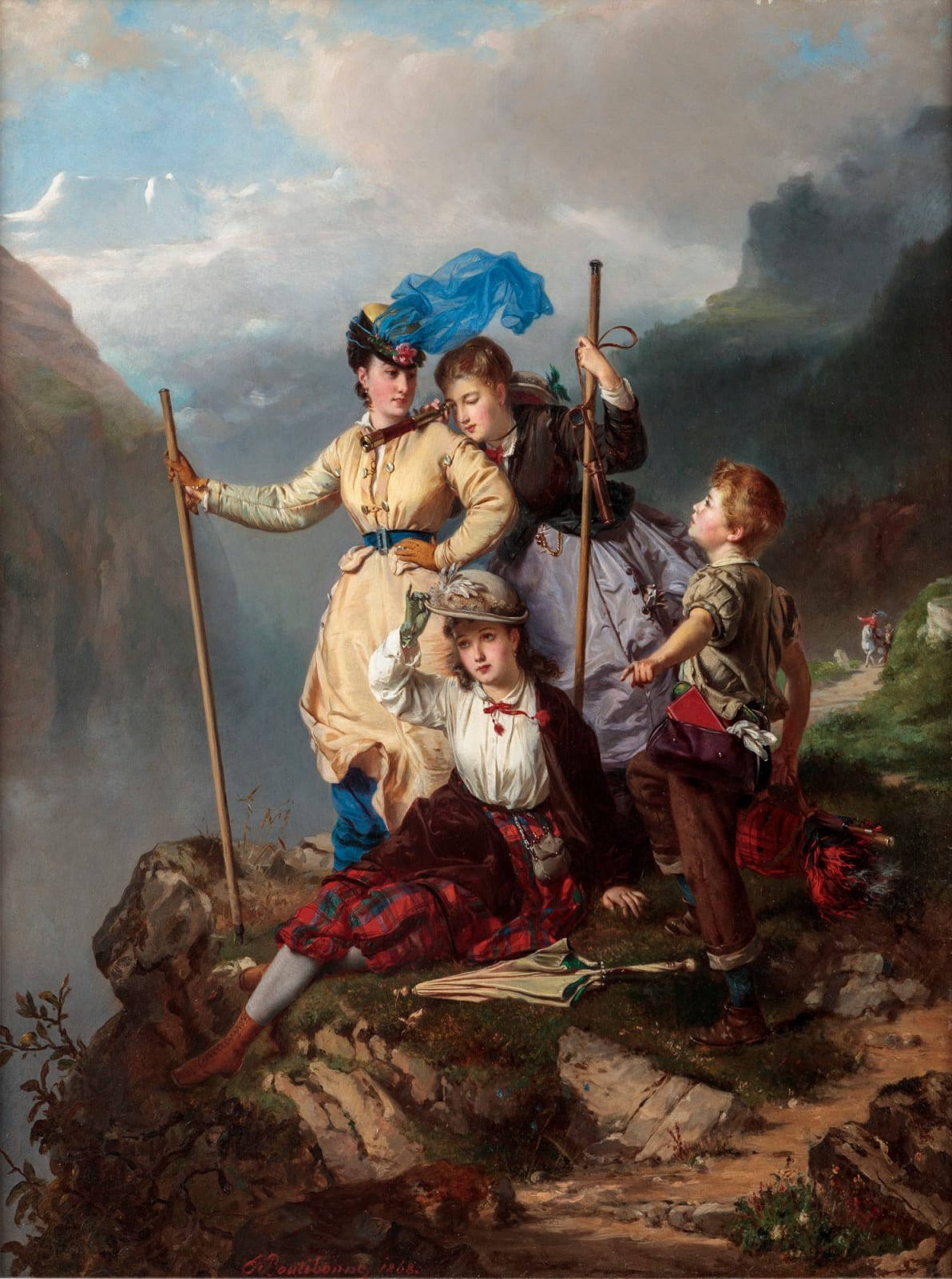 Charles Édouard Boutibonne, HIKING IN THE MOUNTAINS, 1868