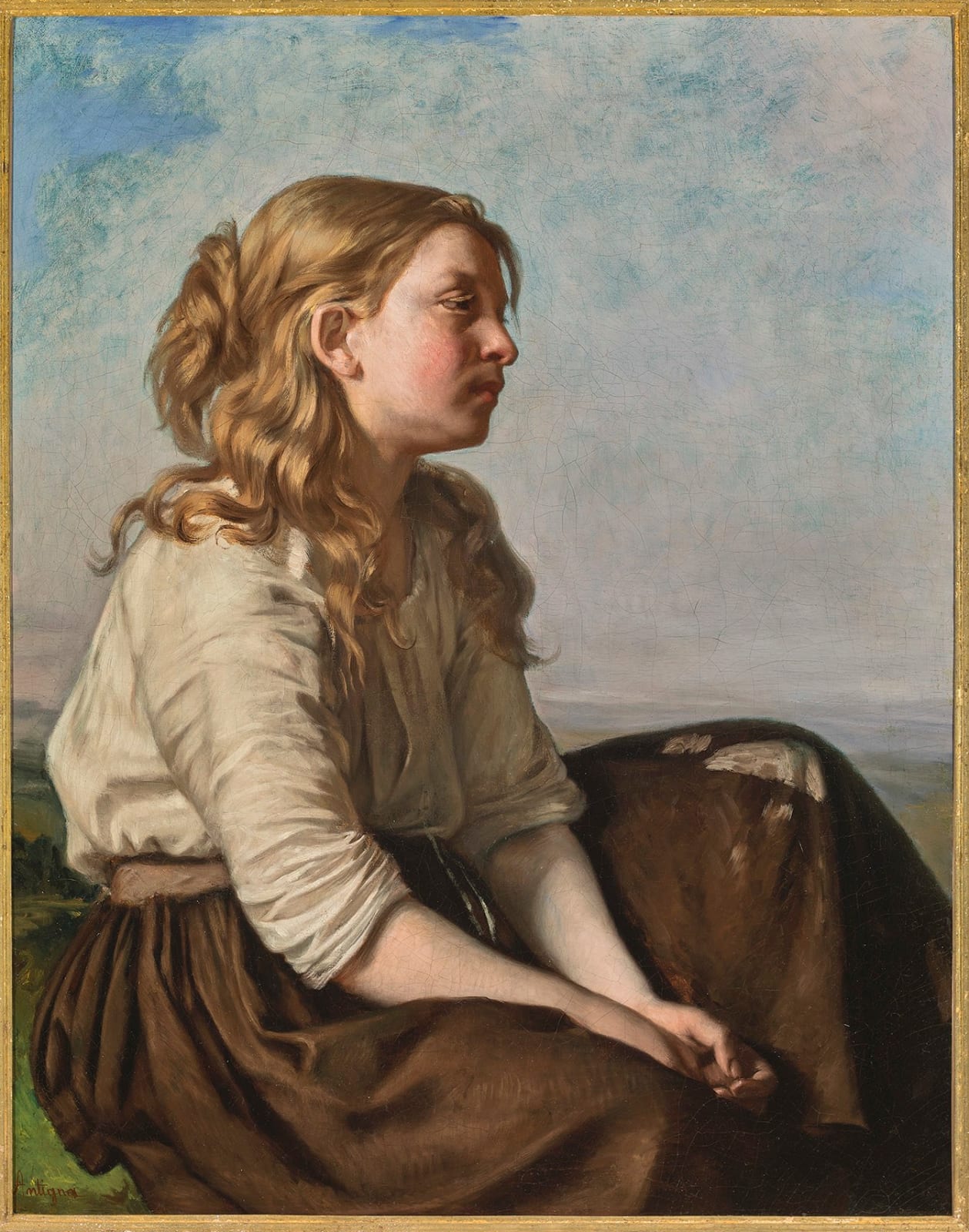 Jean Pierre Alexandre Antigna, YOUNG PEASANT GIRL (UNE JEUNE FILLE DES CHAMPS) , 1852